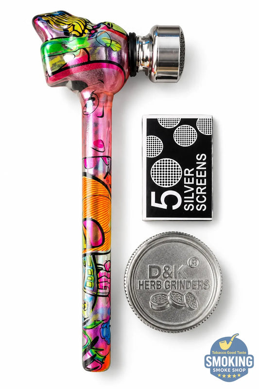 D&K Leaf Glass Pipe — مدواخ زجاجي ملون دي آند كيه بنقشة أوراق نبات