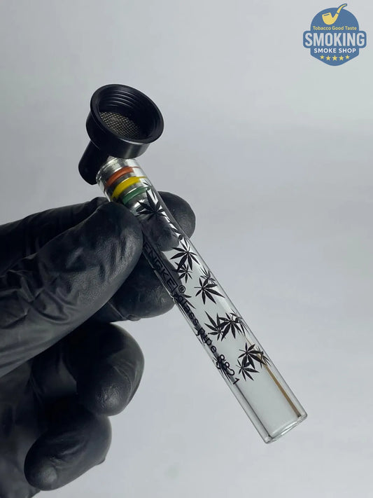 D&K Glass Leaf Pipe —  مدواخ زجاجي شفاف دي آند كيه بنقشة أوراق تبغ  🌿
