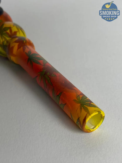 D&K Leaf Glass Pipe — مدواخ زجاجي ملون دي آند كيه بنقشة أوراق نبات
