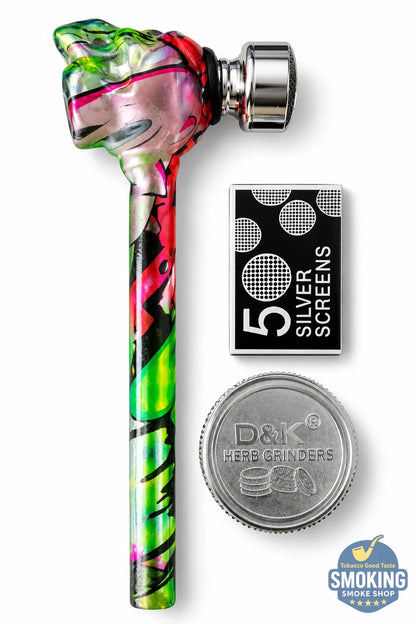 D&K Leaf Glass Pipe — مدواخ زجاجي ملون دي آند كيه بنقشة أوراق نبات