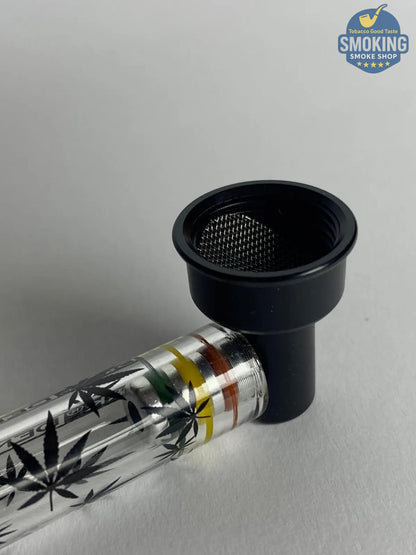 D&K Glass Leaf Pipe —  مدواخ زجاجي شفاف دي آند كيه بنقشة أوراق تبغ  🌿