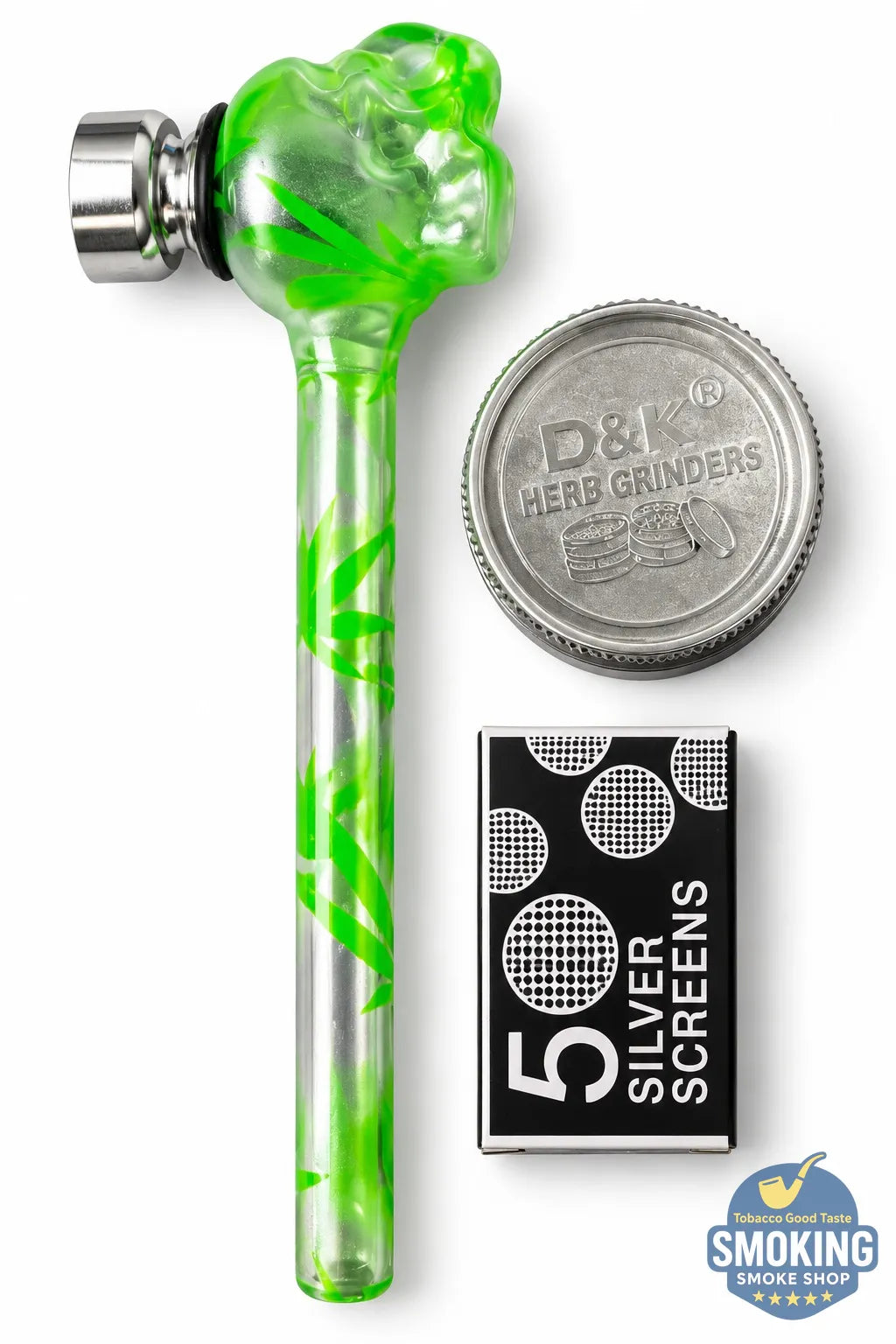 D&K Leaf Glass Pipe — مدواخ زجاجي ملون دي آند كيه بنقشة أوراق نبات