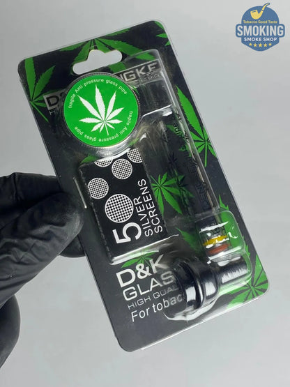 D&K Glass Leaf Pipe —  مدواخ زجاجي شفاف دي آند كيه بنقشة أوراق تبغ  🌿