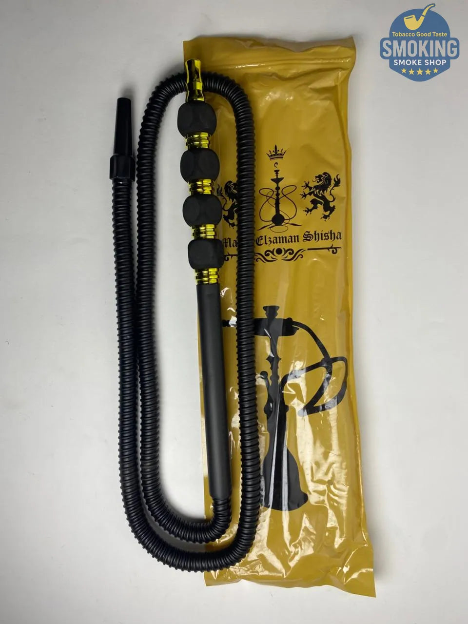 Malek Elzaman Rubber Hookah Hose - ملك الزمان خرطوم شيشة مطاط في جلد مع مبسم بلاستيك الوان واشكال مختلفة