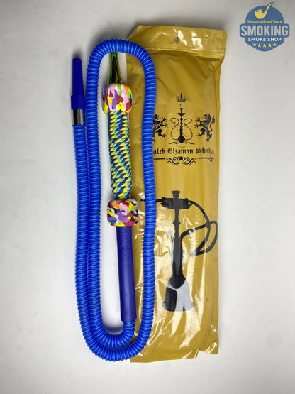 Malek Elzaman Rubber Hookah Hose - ملك الزمان خرطوم شيشة مطاط في جلد مع مبسم بلاستيك الوان واشكال مختلفة