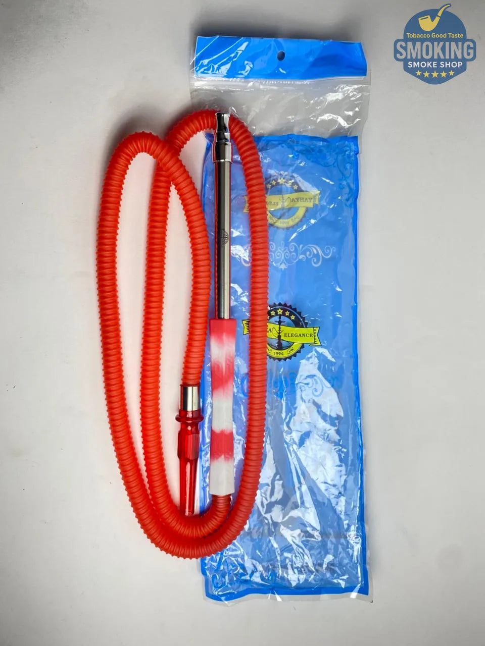 Malek Elzaman Rubber Hookah Hose - ملك الزمان خرطوم شيشة مطاط في جلد مع مبسم بلاستيك الوان واشكال مختلفة