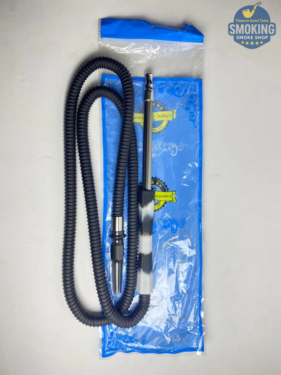 Malek Elzaman Rubber Hookah Hose - ملك الزمان خرطوم شيشة مطاط في جلد مع مبسم بلاستيك الوان واشكال مختلفة