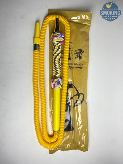 Malek Elzaman Rubber Hookah Hose - ملك الزمان خرطوم شيشة مطاط في جلد مع مبسم بلاستيك الوان واشكال مختلفة