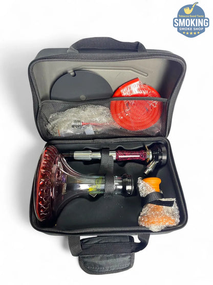 شيشة ملك الزمان اصدار احمر – طقم كامل بشنطة Malek El Zaman Hookah Set – Travel Case Edition