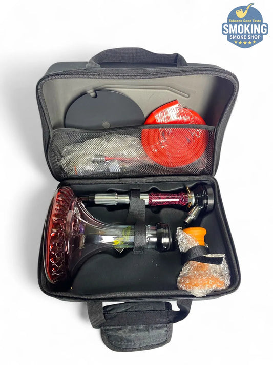 شيشة ملك الزمان اصدار احمر – طقم كامل بشنطة Malek El Zaman Hookah Set – Travel Case Edition