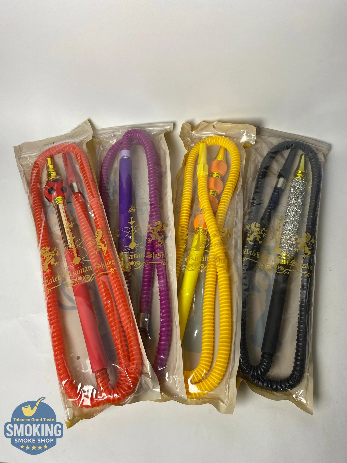 Malek Elzaman Rubber Hookah Hose - ملك الزمان خرطوم شيشة مطاط مع مبسم بلاستيك الوان 
