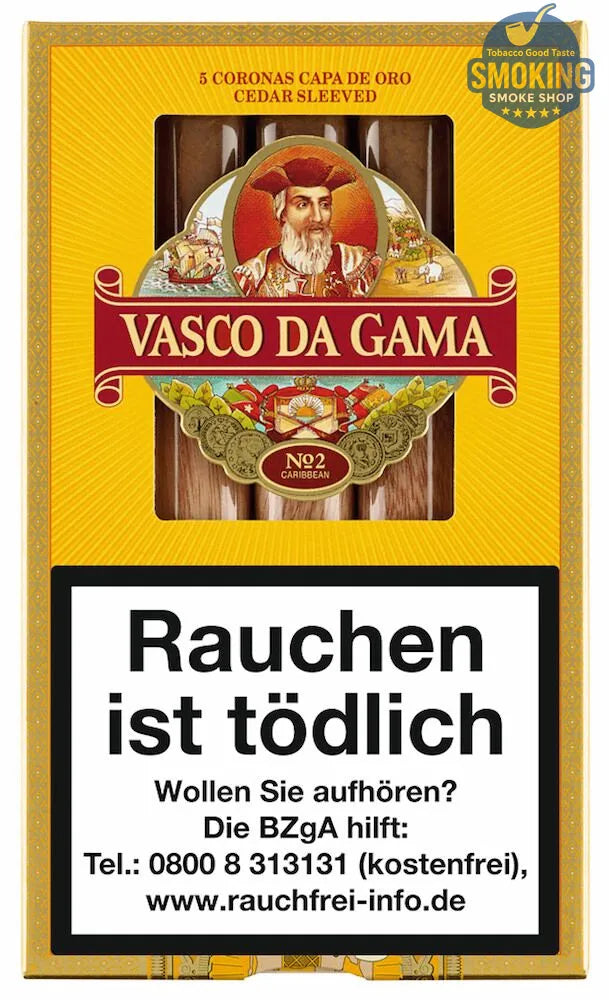 Vasco Da Gama No.2 (Claro / Caribbean / Maduro) — سيجار فاسكو دا جاما رقم2 عبوة 5 قطع مقاس كورونا بسعر اقتصادي 