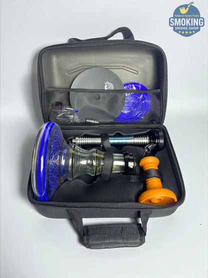 شيشة ملك الزمان ياقوت ازرق – طقم كامل بشنطة Malek El Zaman Hookah Set – Travel Case Edition
