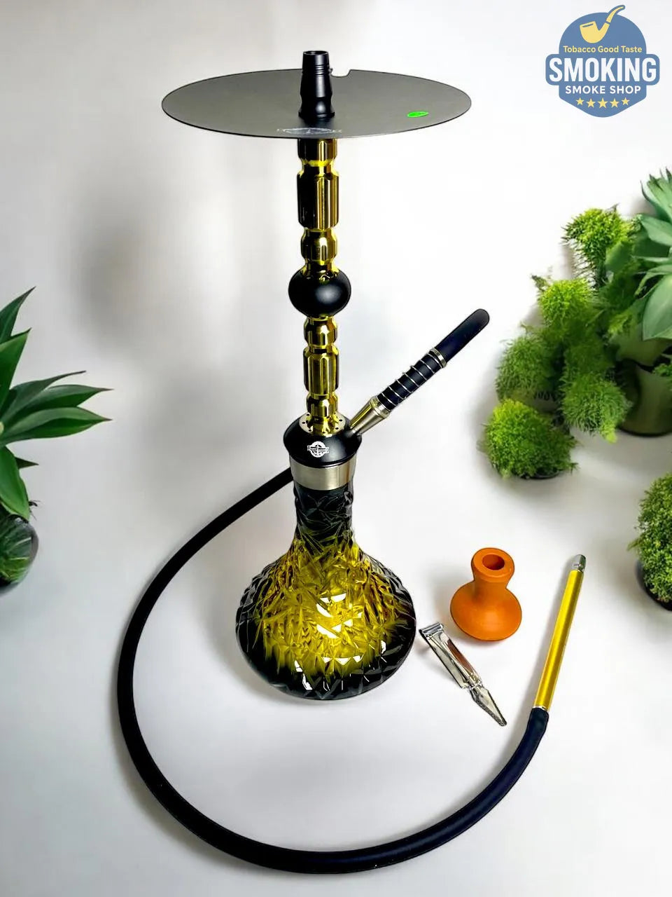 Yehia Elegance black & gold Diamond 64 CM Shisha يحيي اليجانس  شيشة دايموند 64 سم لونين مختلفين