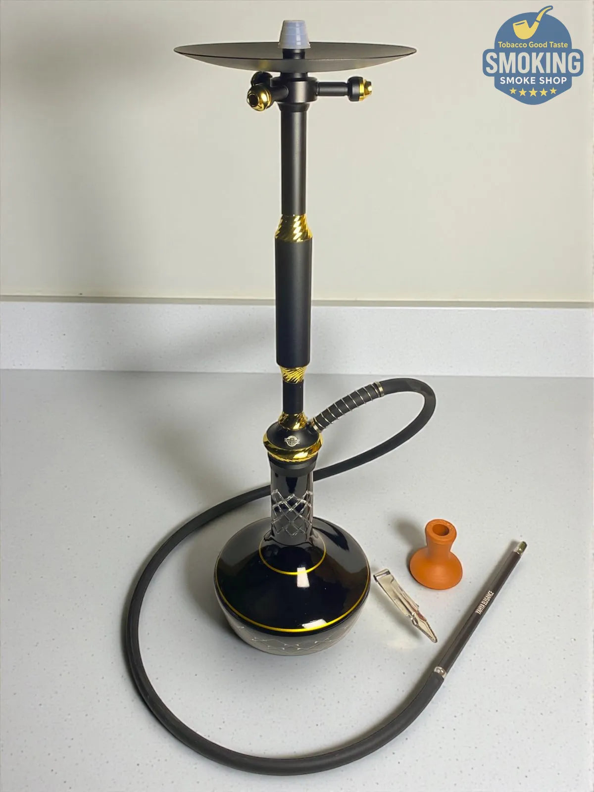 Yehia Elegance black & gold Diamond 64 CM Shisha يحيي اليجانس  شيشة دايموند 64 سم لونين مختلفين