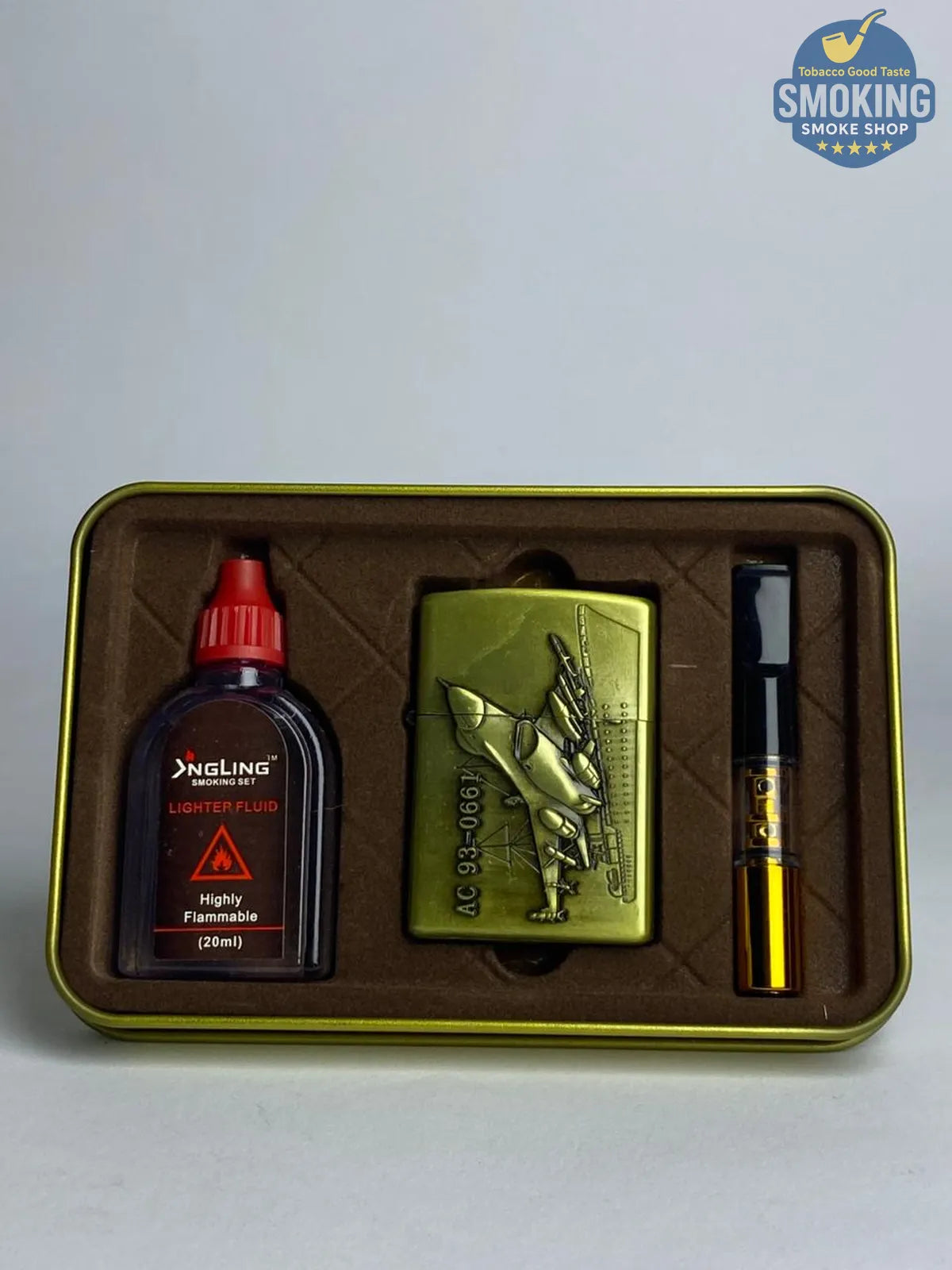 Zippo Shape Lighter Set — طقم ولاعة بنزين الفاخر مع عبوة مليء و مبسم سجاير 
