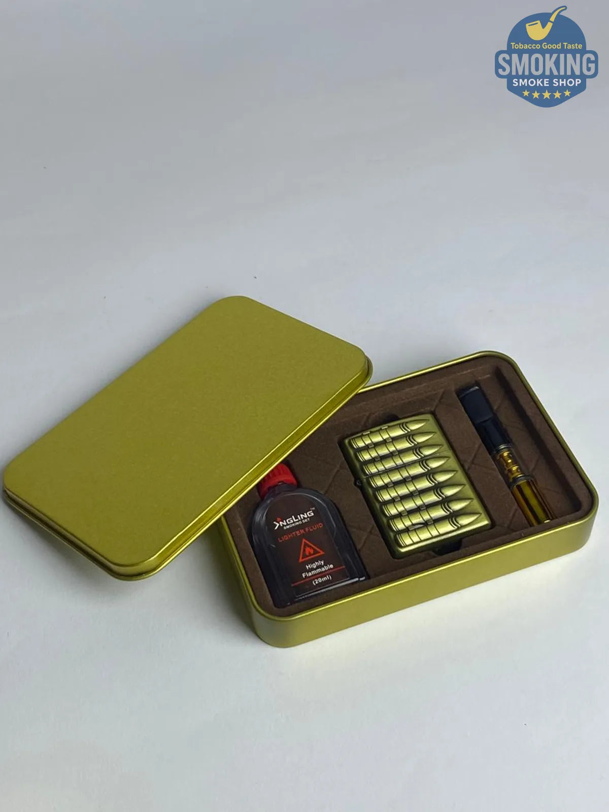 Zippo Shape Lighter Set — طقم ولاعة بنزين الفاخر مع عبوة مليء و مبسم سجاير 
