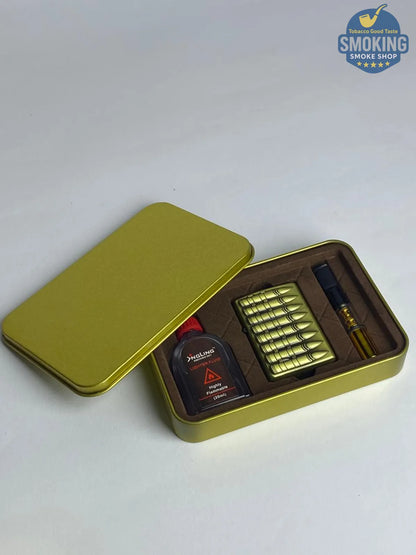 Zippo Shape Lighter Set — طقم ولاعة بنزين الفاخر مع عبوة مليء و مبسم سجاير 