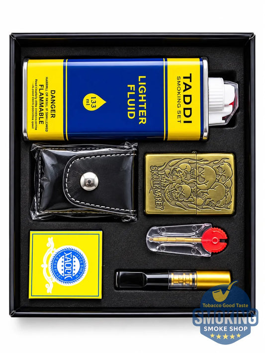 🔥 Smoking Set – طقم ولاعة زيبو فاخر ( جراب + مبسم + غيار حجر وفتيل + عبوة مليء )
