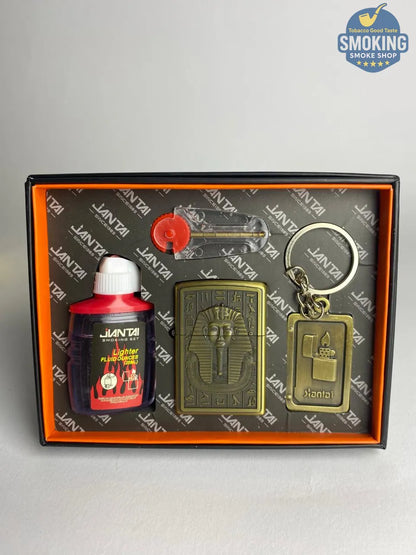 Zippo Shape Lighter Set — طقم ولاعة بنزين مع عبوة مليء و مبسم سجاير او ميدالية مفاتيح اشكال متعددة