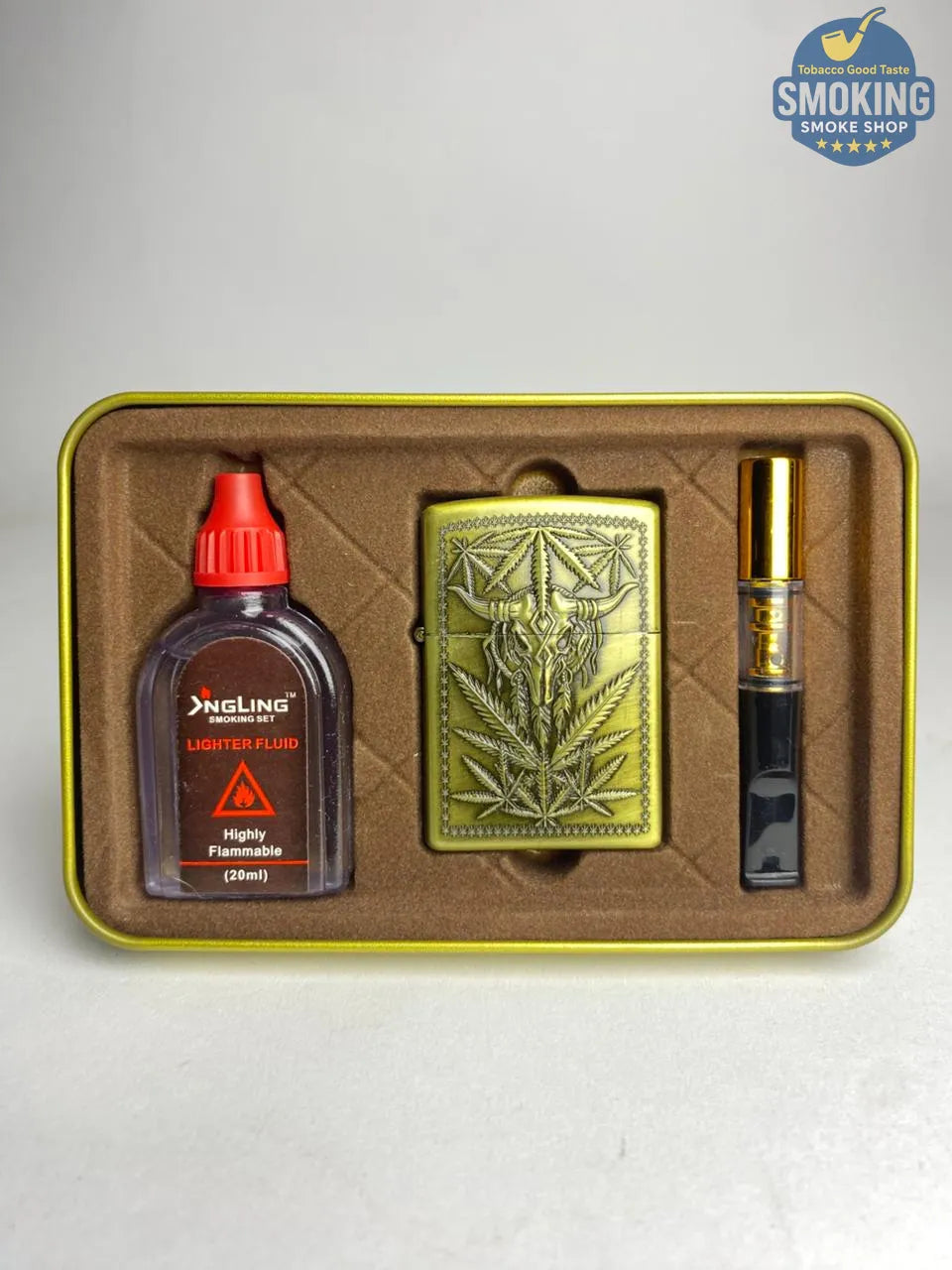 Zippo Shape Lighter Set — طقم ولاعة بنزين مع عبوة مليء و مبسم سجاير او ميدالية مفاتيح اشكال متعددة