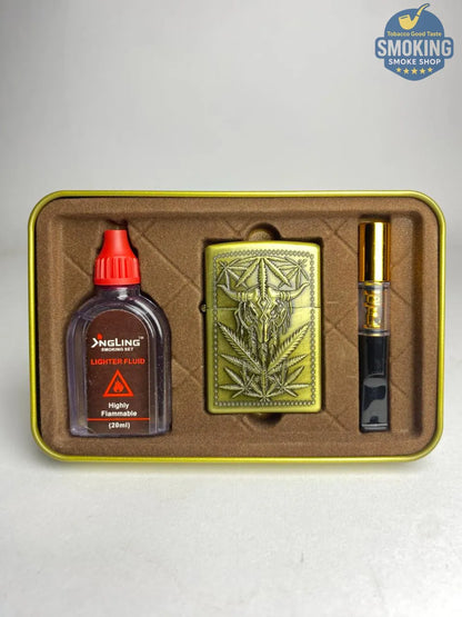 Zippo Shape Lighter Set — طقم ولاعة بنزين مع عبوة مليء و مبسم سجاير او ميدالية مفاتيح اشكال متعددة