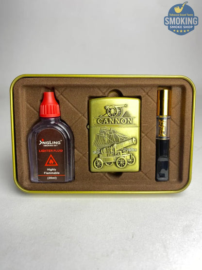 Zippo Shape Lighter Set — طقم ولاعة بنزين مع عبوة مليء و مبسم سجاير او ميدالية مفاتيح اشكال متعددة