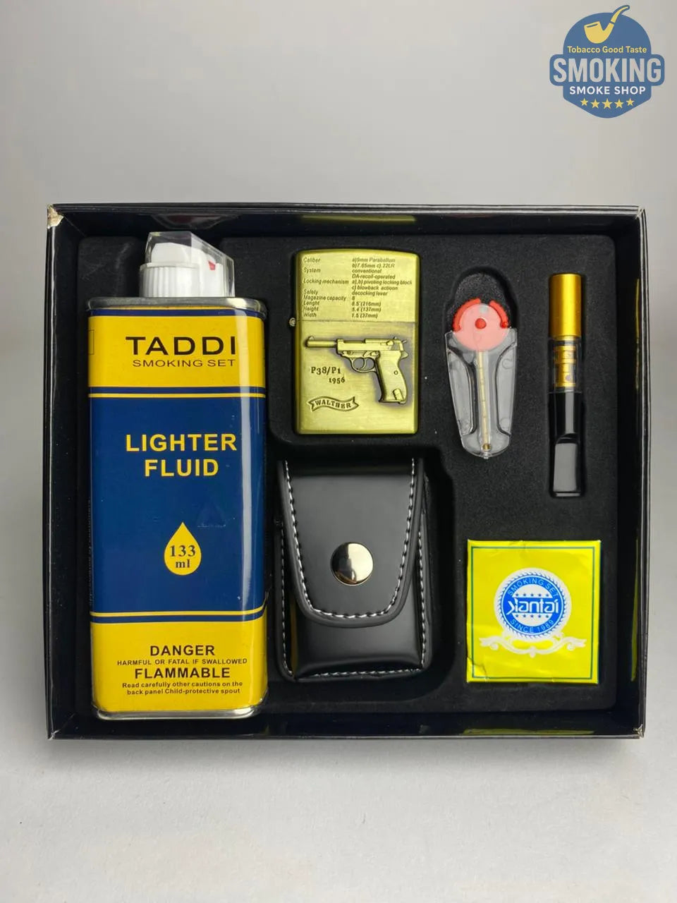 🔥 Smoking Set – طقم ولاعة زيبو فاخر ( جراب + مبسم + غيار حجر وفتيل + عبوة مليء )