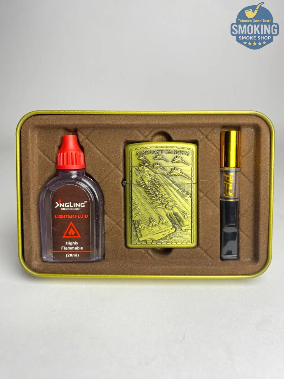 Zippo Shape Lighter Set — طقم ولاعة بنزين مع عبوة مليء و مبسم سجاير او ميدالية مفاتيح اشكال متعددة